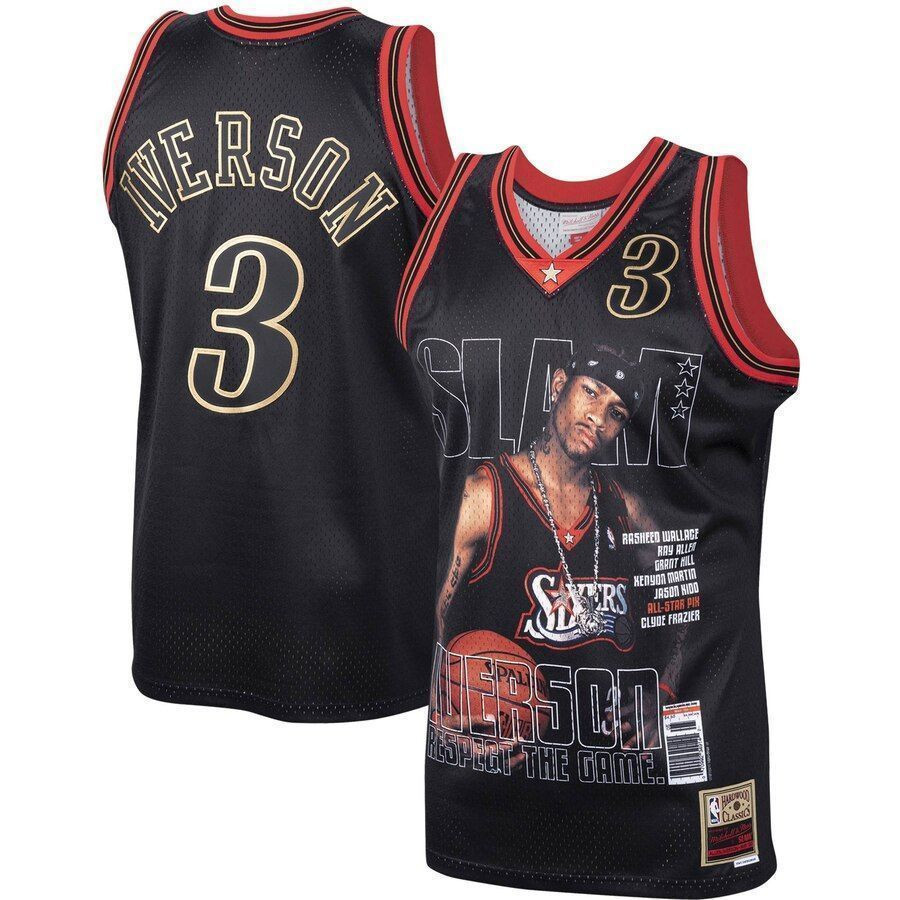 Allen Iverson Philadelphia 76ers Mitchell Ness Slam Swingman Black NBA Jersey Men's