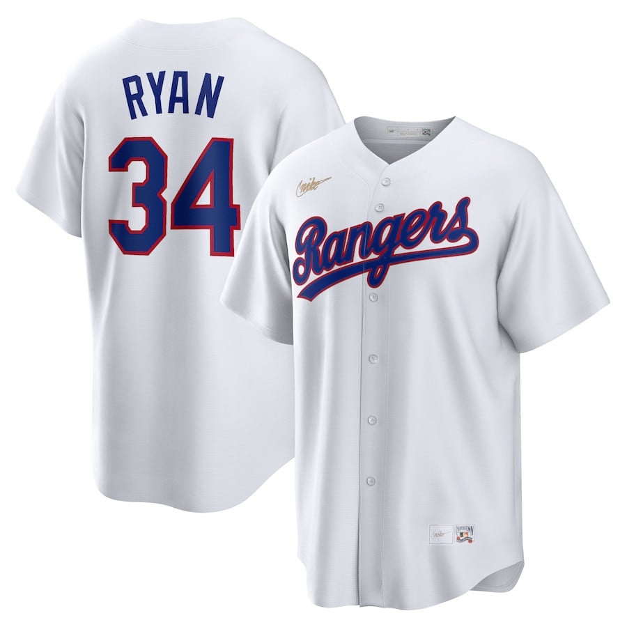 Nolan Ryan 34 Texas Rangers Cooperstown Collection Home White MLB Jersey Men's