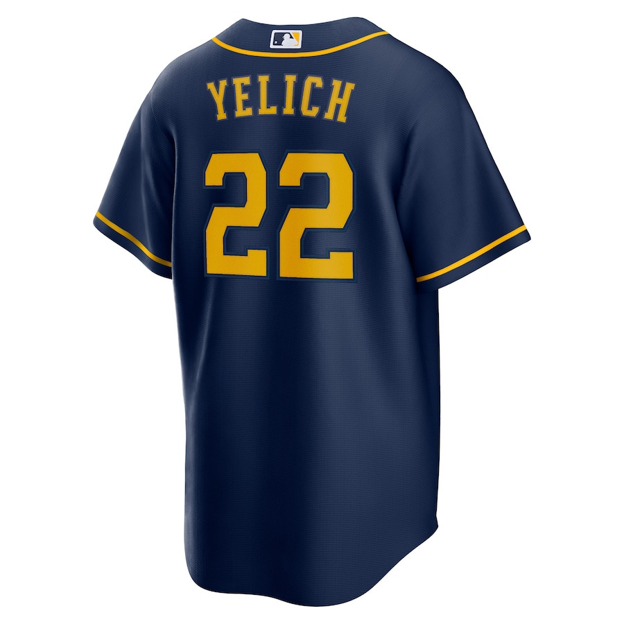 Christian Yelich 22 Milwaukee Brewers Alternate Player Navy MLB Jersey Men's