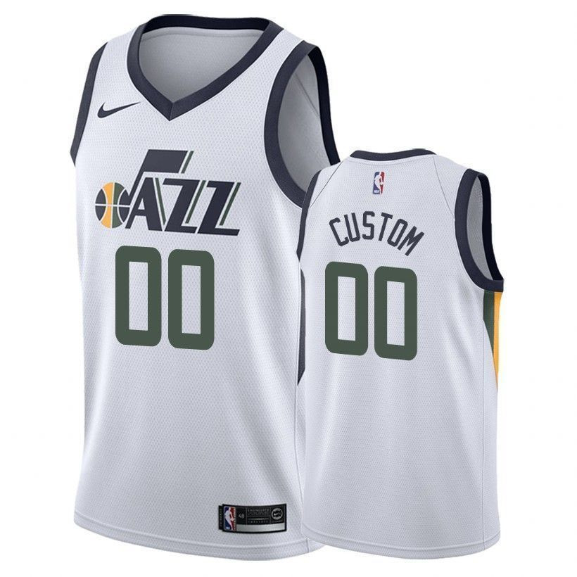 Utah Jazz Custom 00 Associatio White NBA Jersey Men's