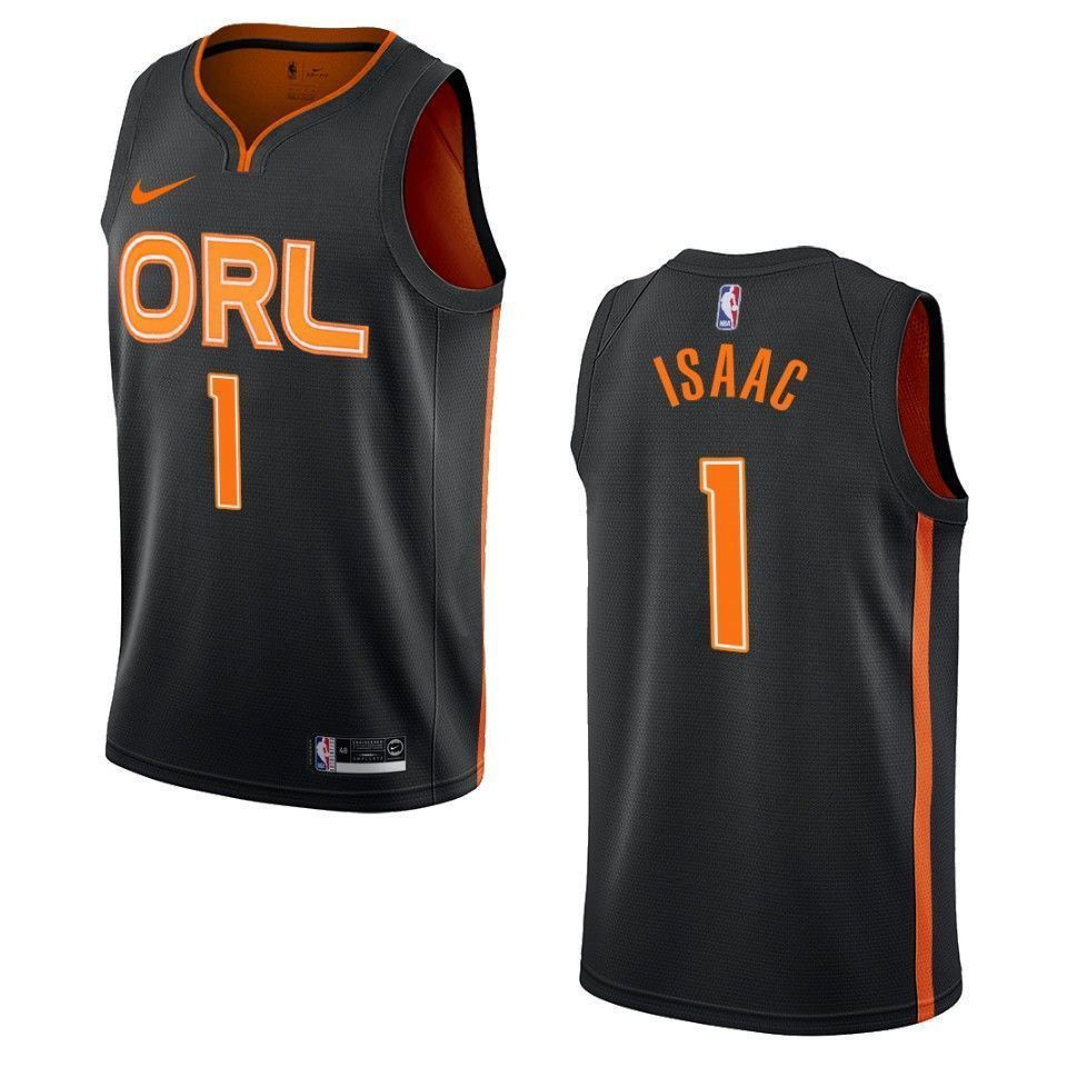 Orlando Magicc 1 Jonathan Isaac City Swingman Black NBA Jersey Men's
