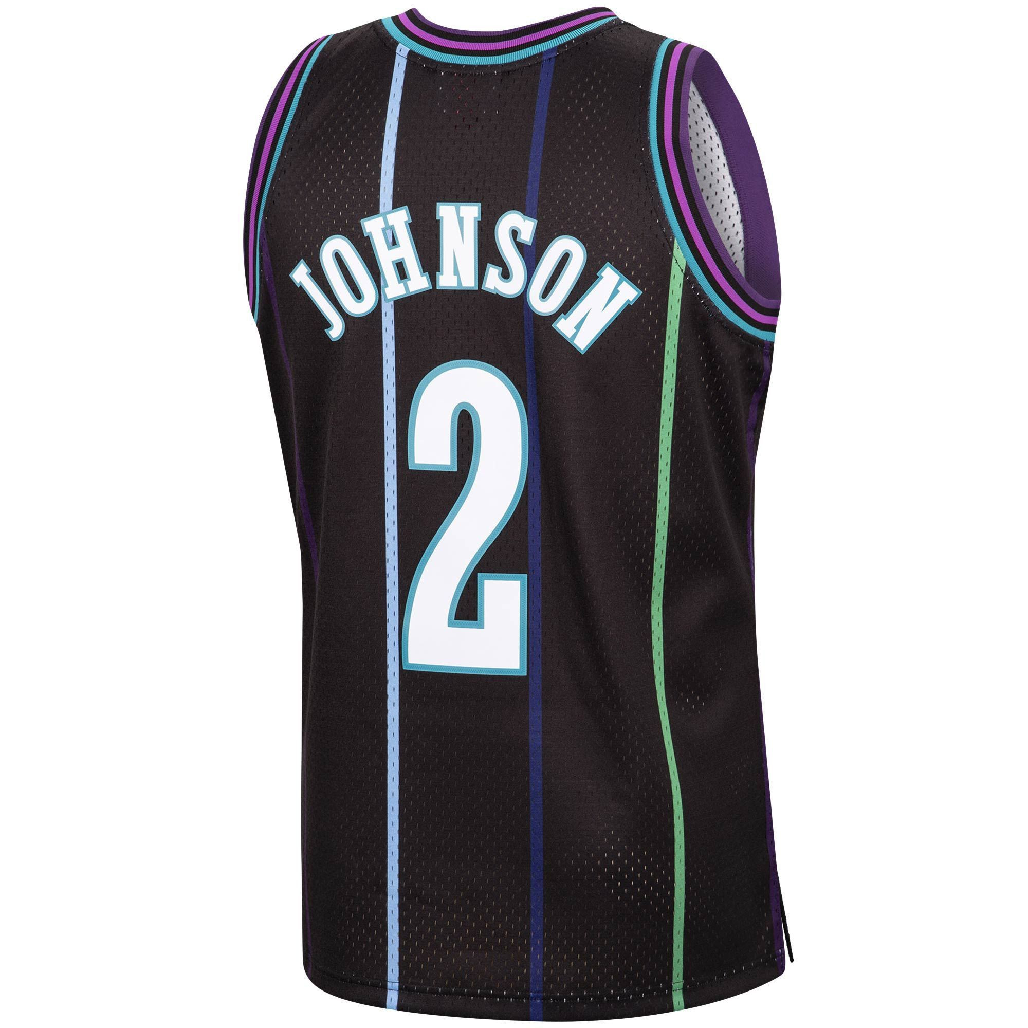Larry Johnson Charlotte Hornets Mitchell Ness 1992-93 Hardwood Classics Reload Swingman Black NBA Jersey Men's