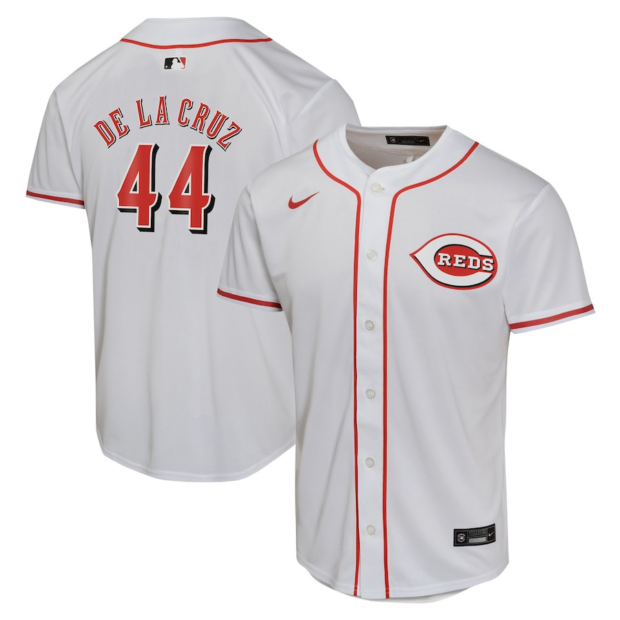 Elly De La Cruz 44 Cincinnati Reds Home Game Player White MLB Jersey Youth