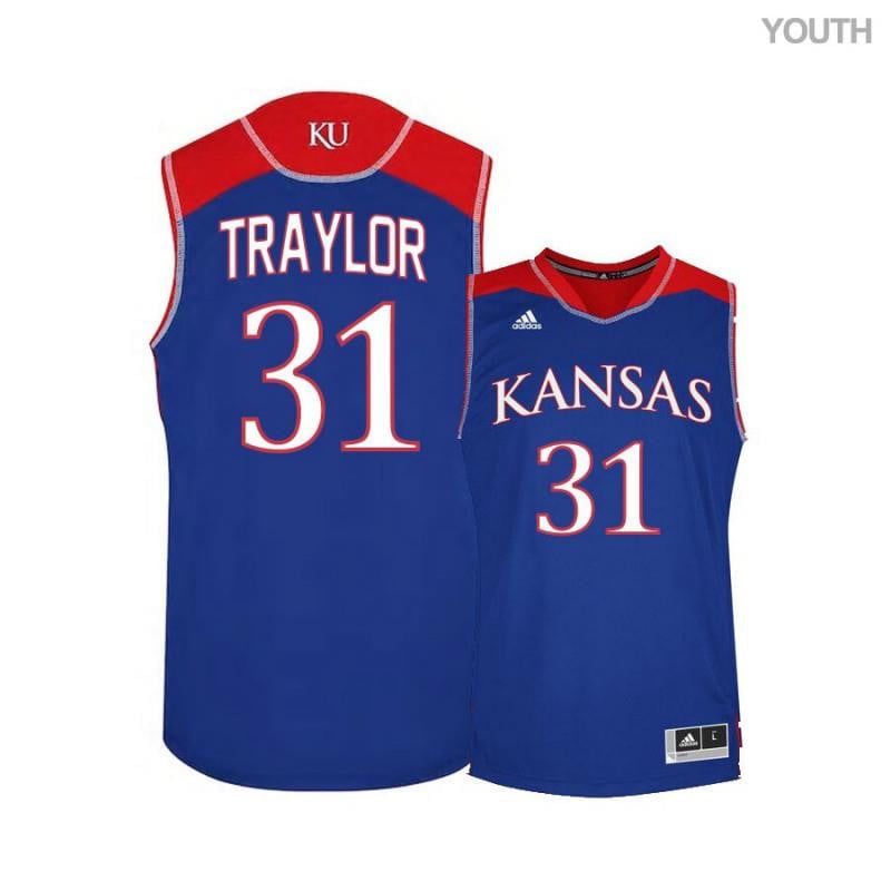 31 Jamari Traylor Blue Kansas Jayhawks NCAA Jersey Youth