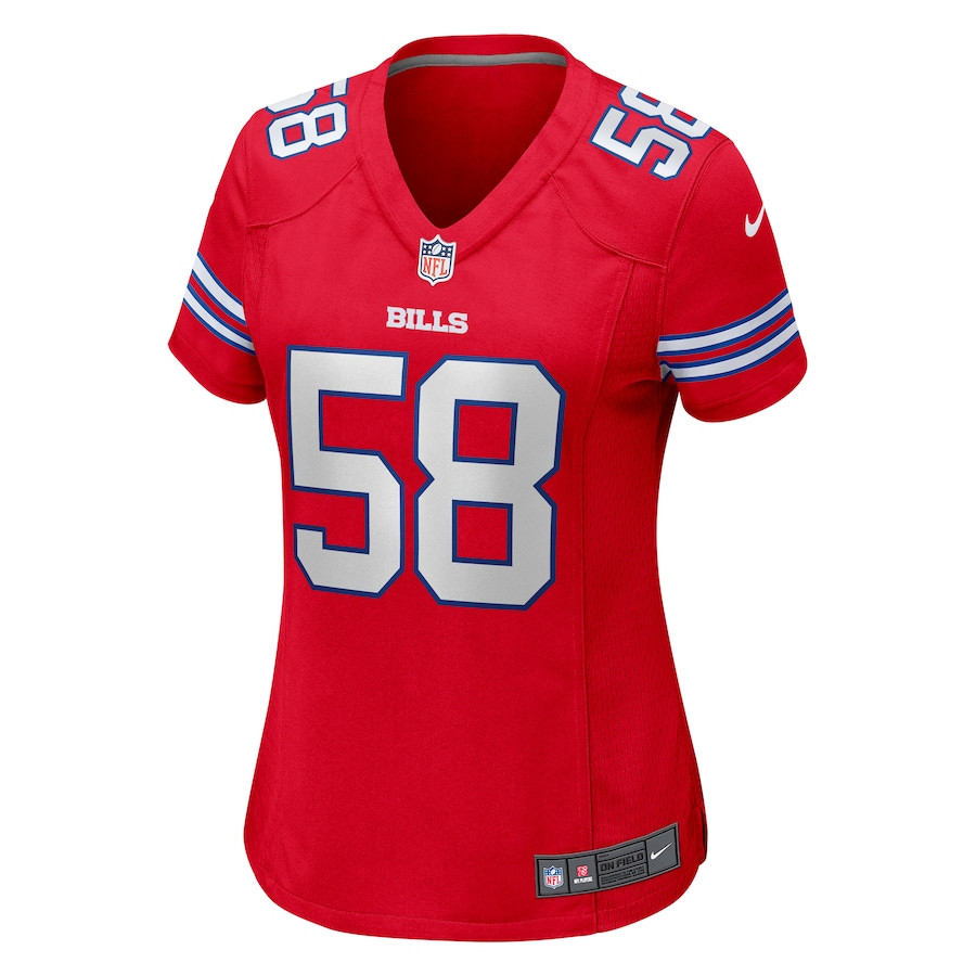Matt Milano 58 Buffalo Bills Game Red NFL Jersey Women's