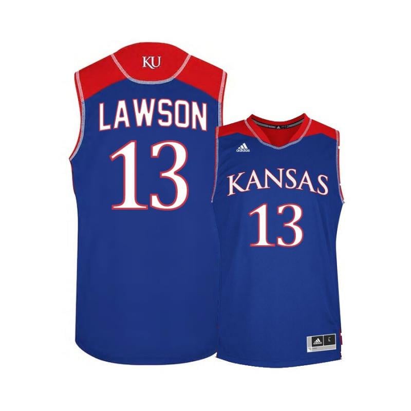 13 KJ Lawson Blue Kansas Jayhawks NCAA Jersey Men's