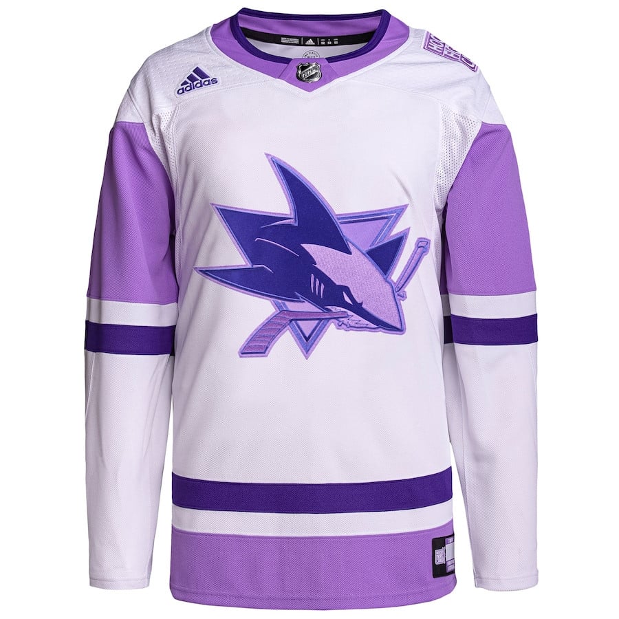 San Jose Sharks Fights Cancer Primegreen White/Purple NHL Jersey Men's