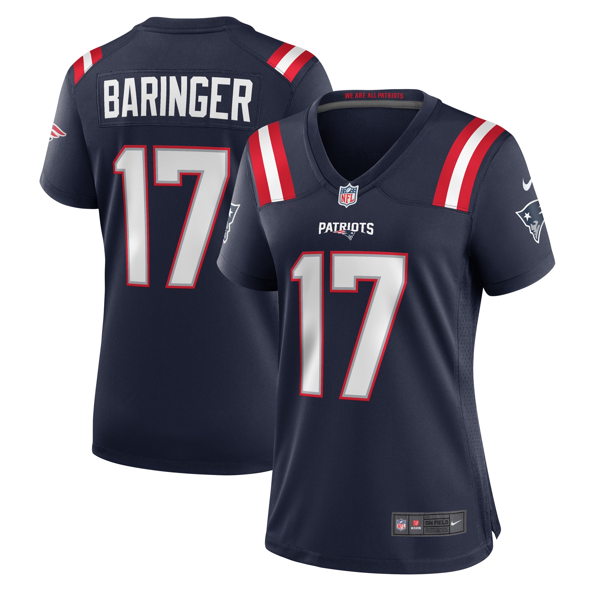 New England Patriots Bryce Baringer Navy Team Game NFL Jersey Women's