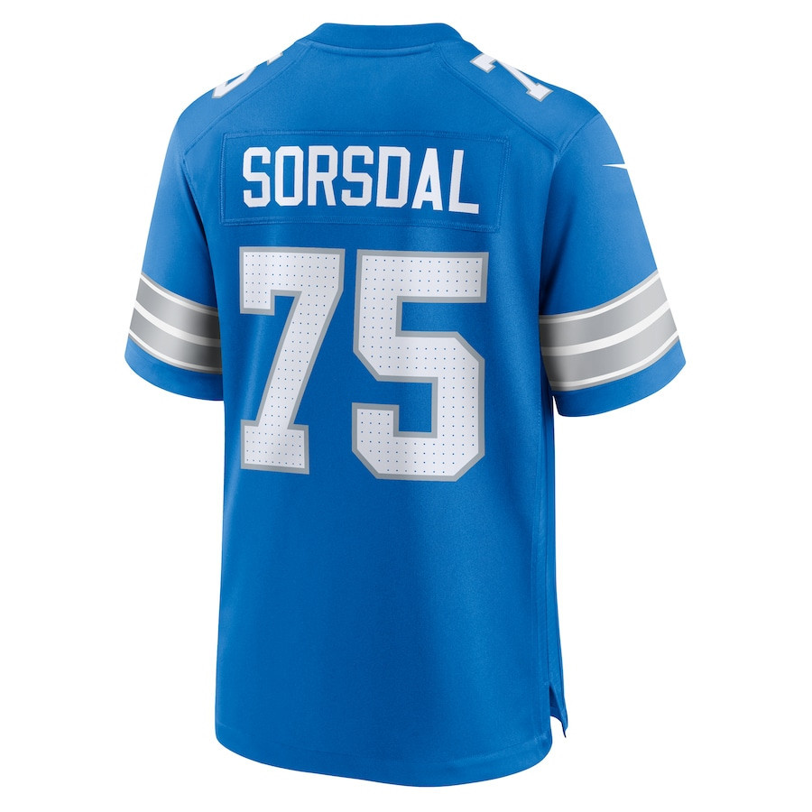 Colby Sorsdal #75 Detroit Lions Super Bowl LIX Blue NFL Jersey Youth
