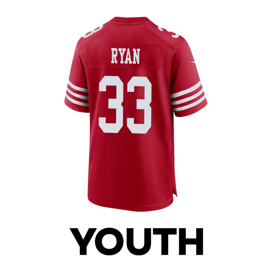 Logan Ryan 33 San Francisco 49ers Super Bowl LVIII Patch Game Scarlet NFL Jersey Youth
