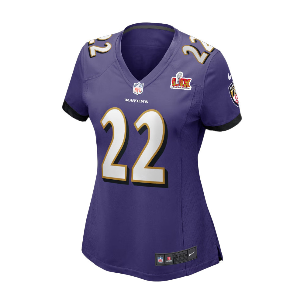 Derrick Henry #22 Baltimore Ravens Super Bowl LIX Purple NFL Jersey Women's