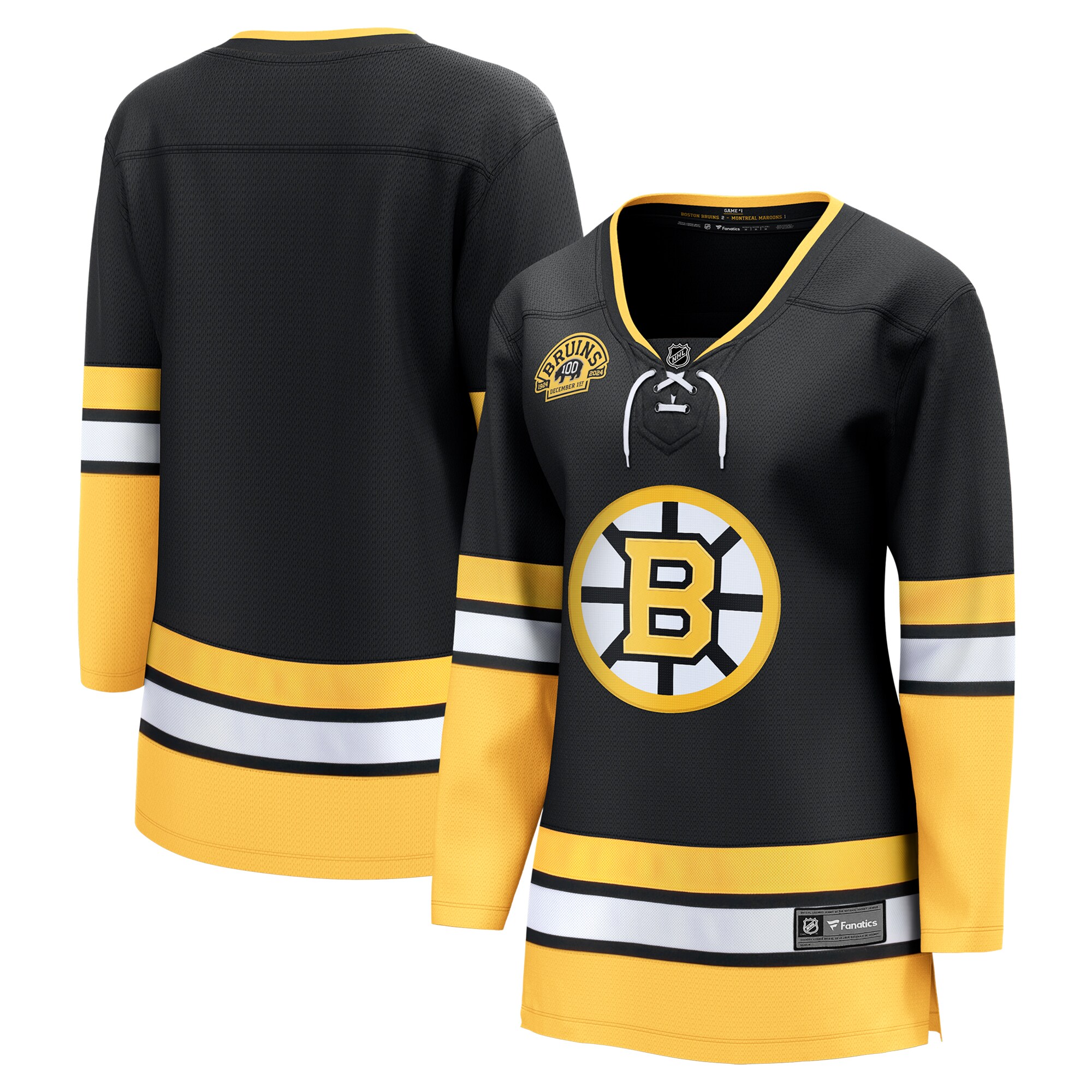 Boston Bruins Black 100th Anniversary Premier Breakaway NHL Jersey Women's