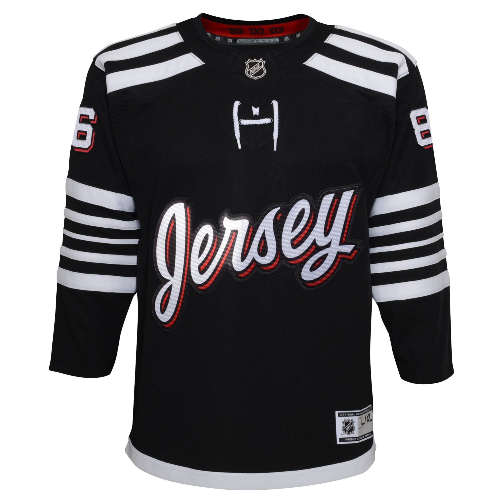 New Jersey Devils Jack Hughes Black Alternate Premier Player NHL Jersey Youth