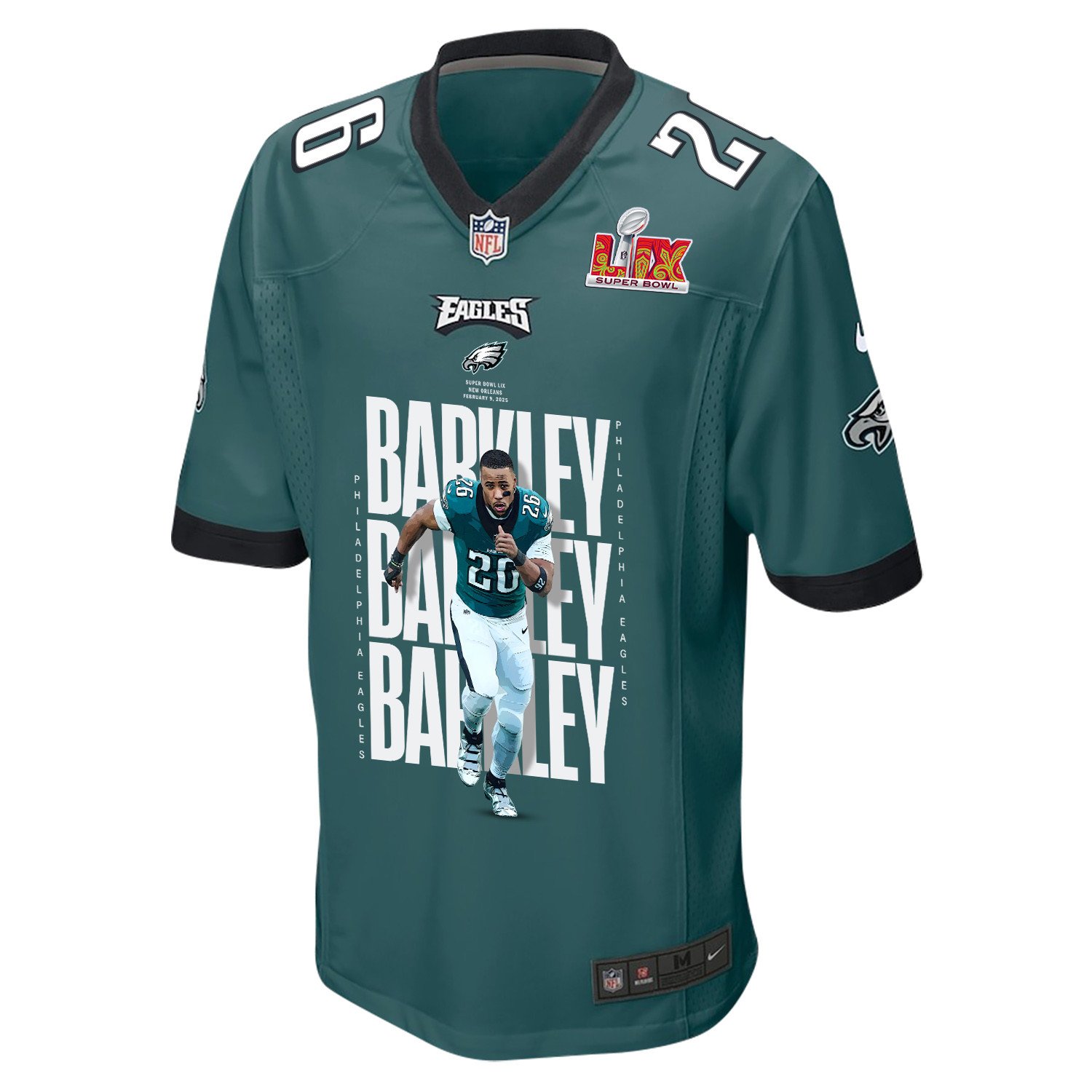 Saquon Barkley 26 Philadelphia Eagles Saquontum Leap' Game Midnight Green NFL Jersey Men's