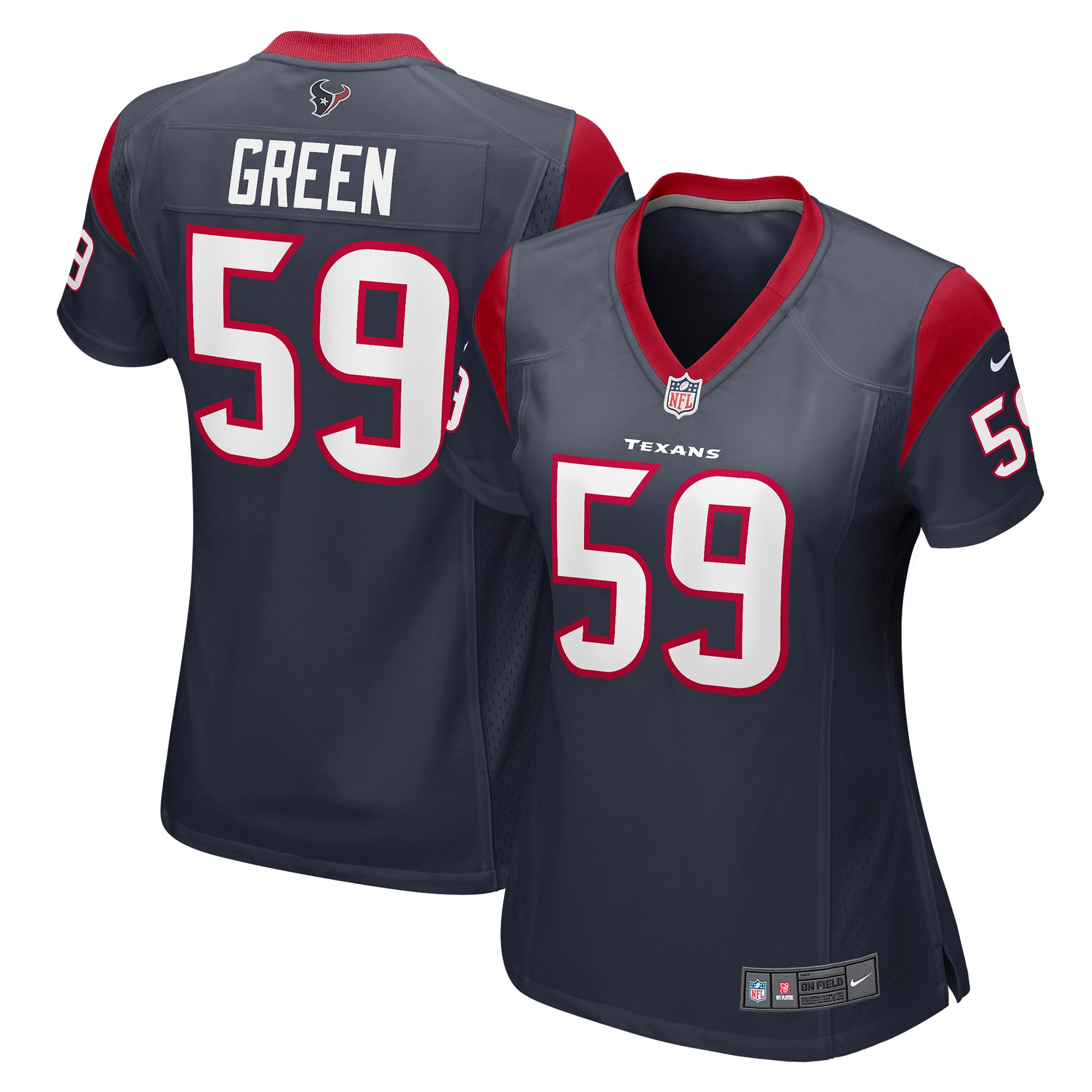 Houston Texans Kenyon Green Navy Game Player NFL Jersey Women's