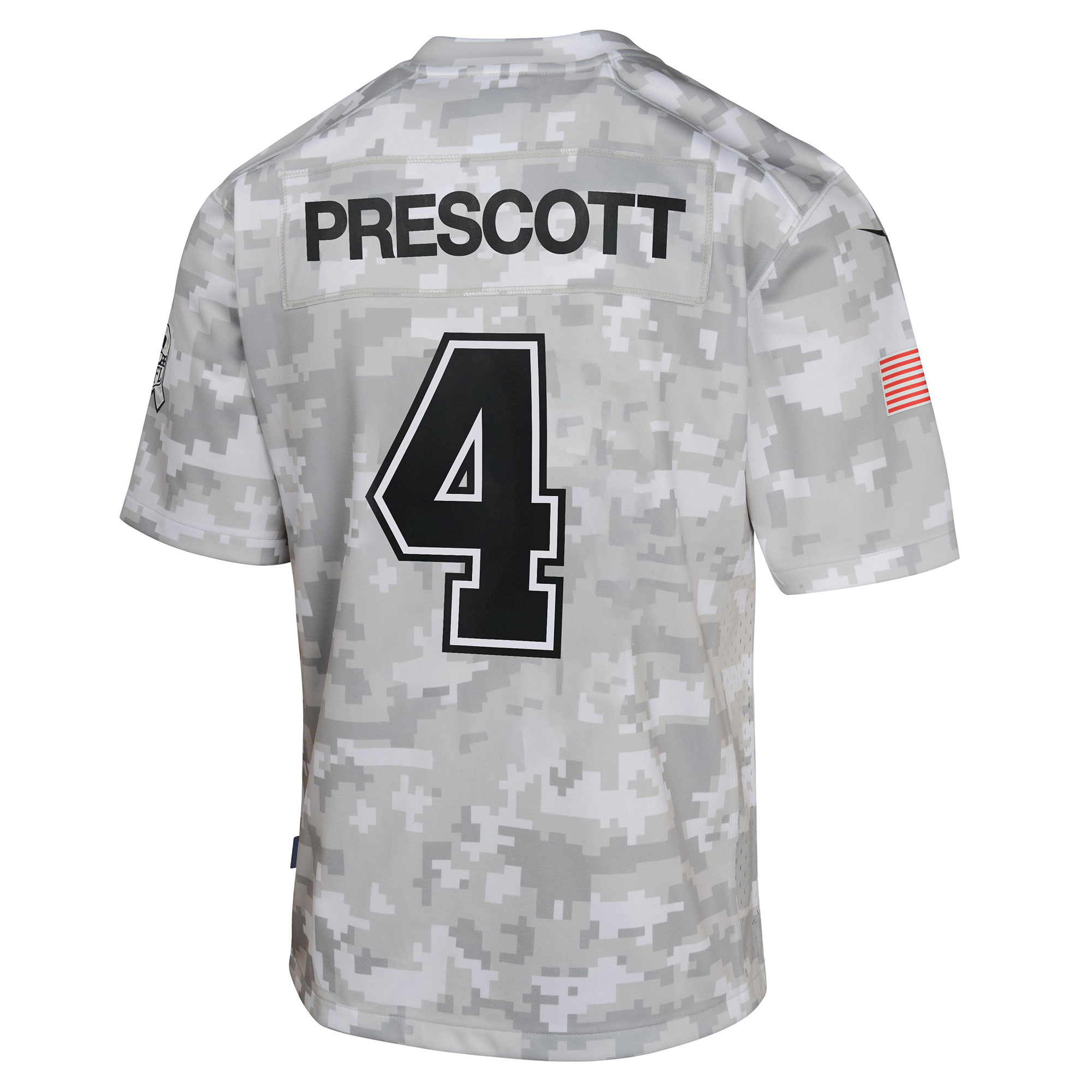 Dallas Cowboys Dak Prescott Arctic Camo 2024 Salute to Service Game NFL Jersey Youth