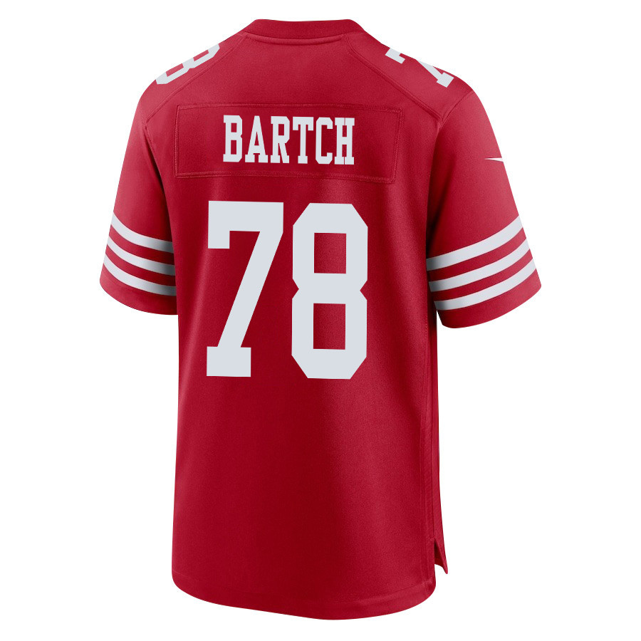 Ben Bartch 78 San Francisco 49ers Super Bowl LVIII Patch Game Scarlet NFL Jersey Men's