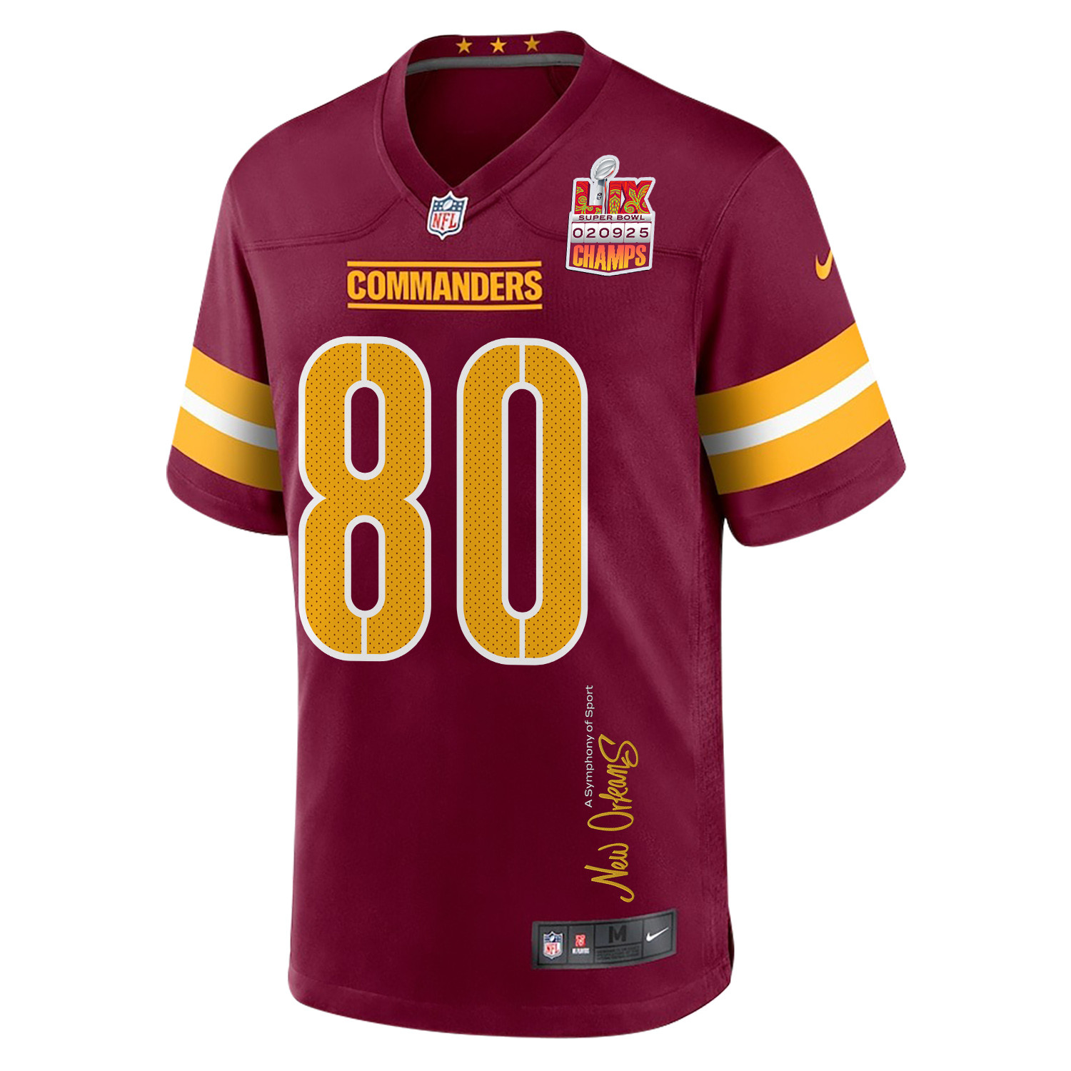 Jamison Crowder 80 Washington Commanders Super Bowl LIX Champions Patch New Orleans A Symphony of Sport' EMBROIDERED Game Burgundy NFL Jersey Men's