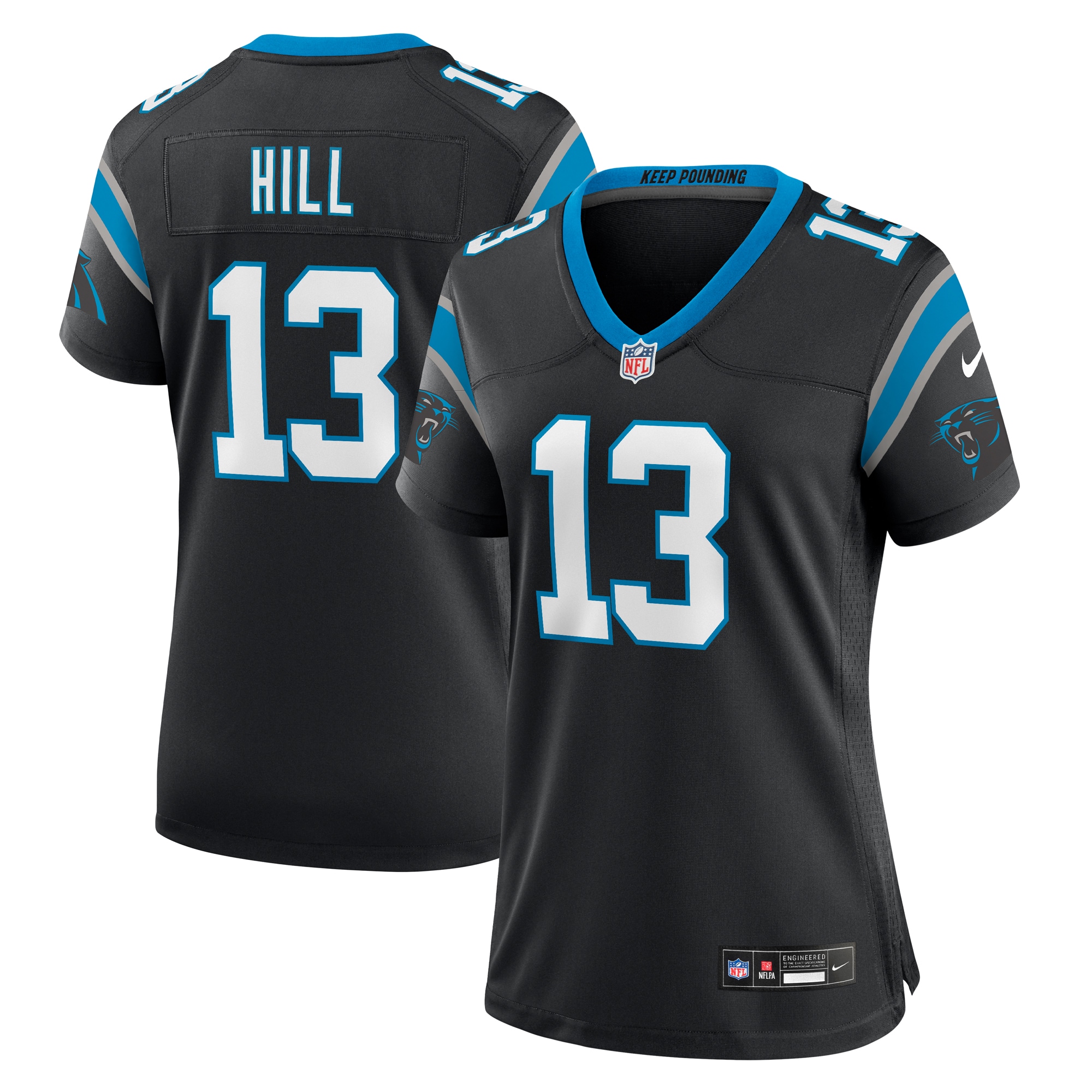 Carolina Panthers Troy Hill Black Team Game NFL Jersey Women's