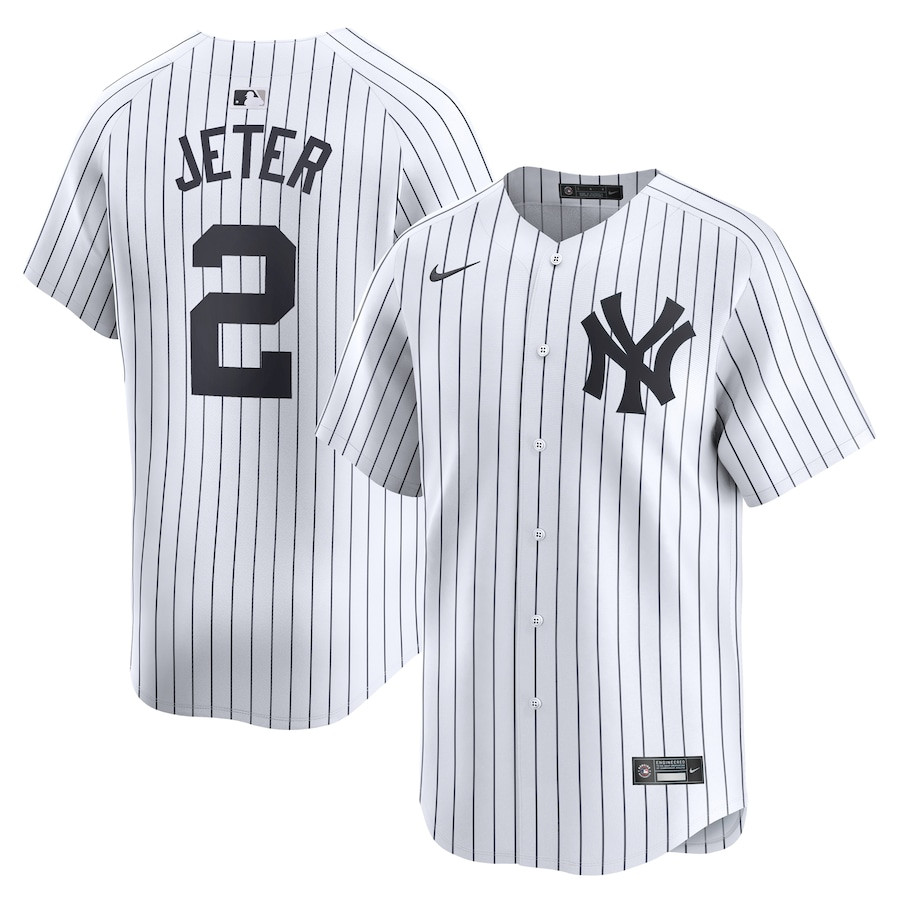 Derek Jeter 2 New York Yankees Home Limited White MLB Jersey Youth