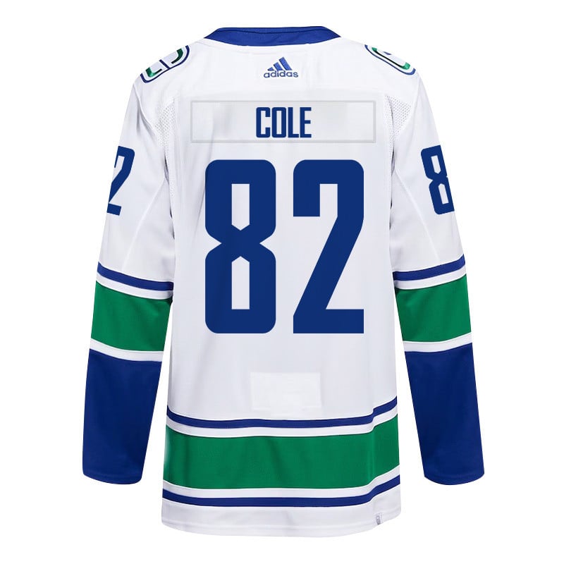 Ian Cole 82 Vancouver Canucks 2024 Playoffs Patch Away White NHL Jersey Men's