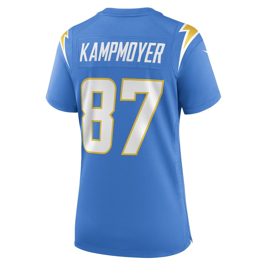 Hunter Kampmoyer 87 Los Angeles Chargers Game Powder Blue NFL Jersey Women's