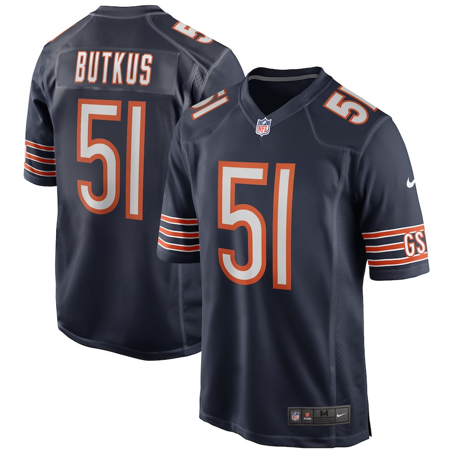 Dick Butkus 51 Chicago Bears Game Retired Navy NFL Jersey Men's