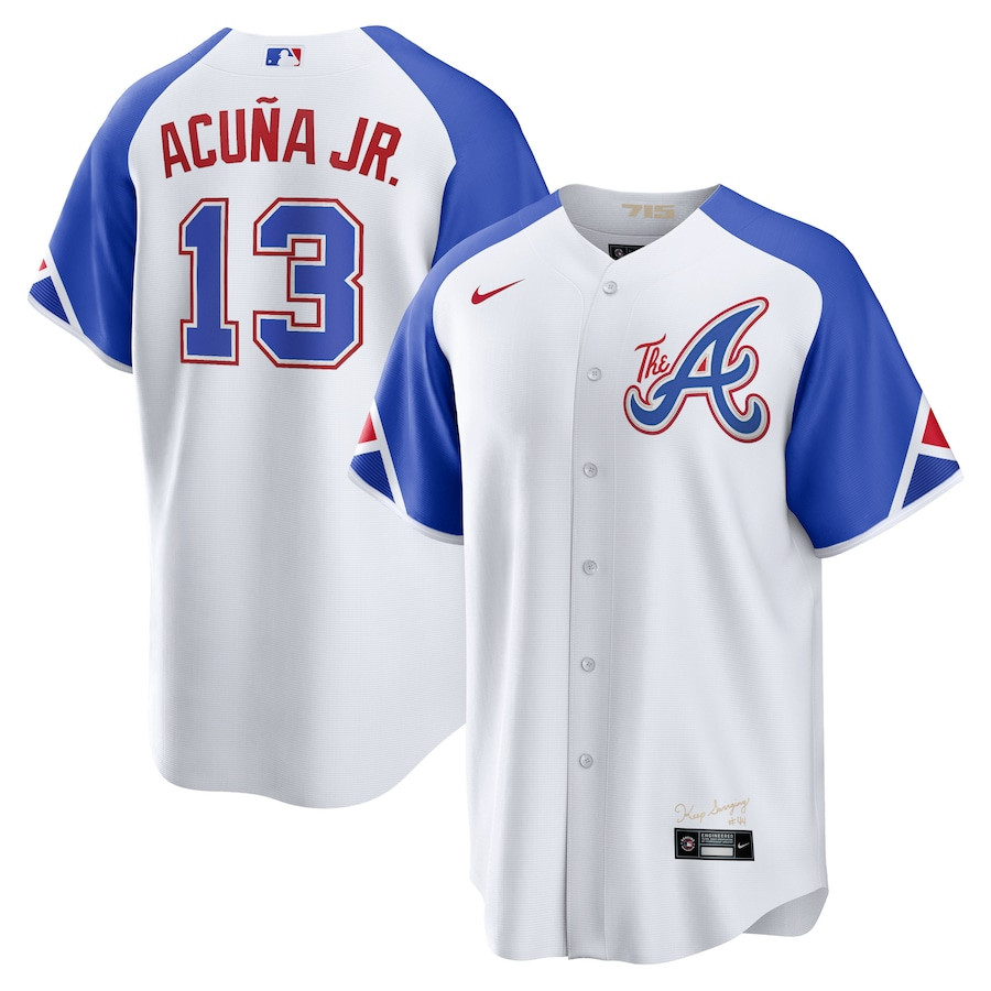 Ronald Acu?a Jr. 13 Atlanta Braves 2023 City Connect White MLB Jersey Men's