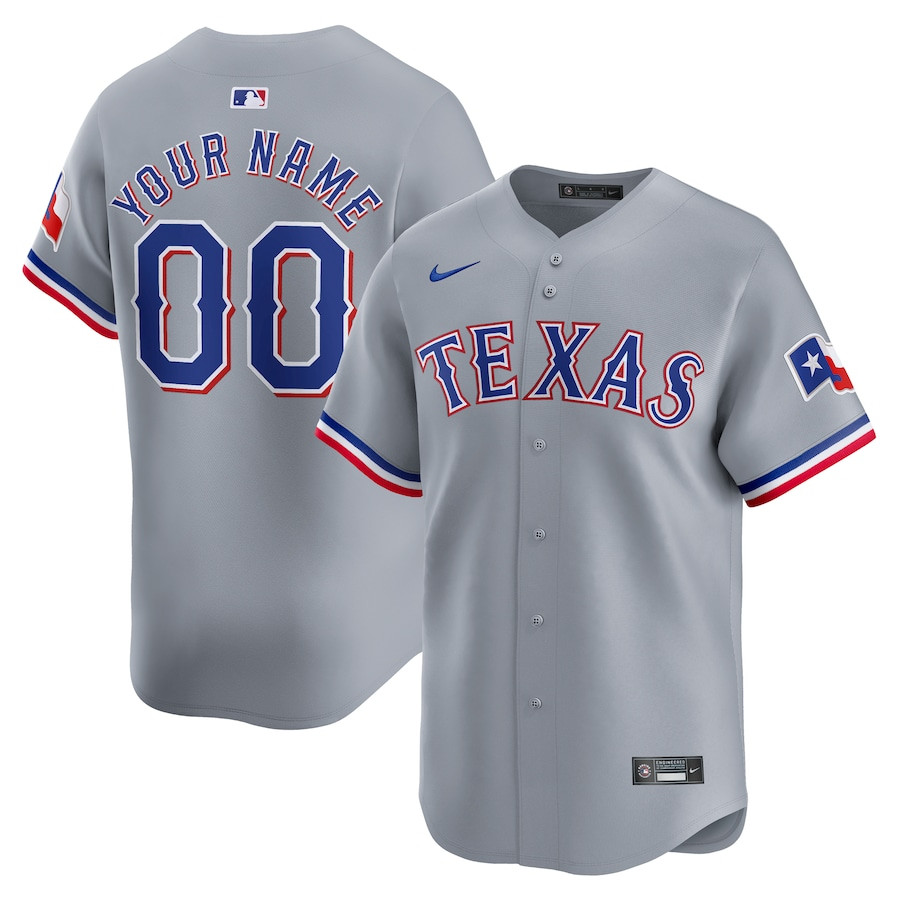 Texas Rangers Away Limited Custom Gray MLB Jersey Men's