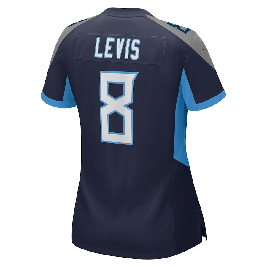 Will Levis 8 Tennessee Titans Game Navy NFL Jersey Women's