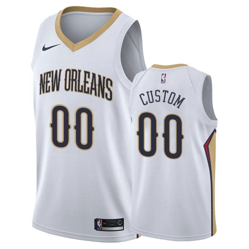 New Orleans Pelicans Custom 00 Associatio White NBA Jersey Men's