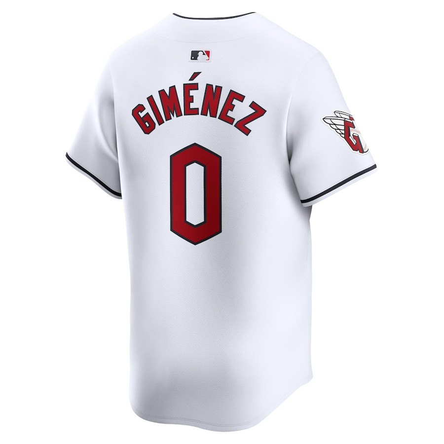 Andres Gimenez 0 Cleveland Guardians Home Limited Player White MLB Jersey Men's