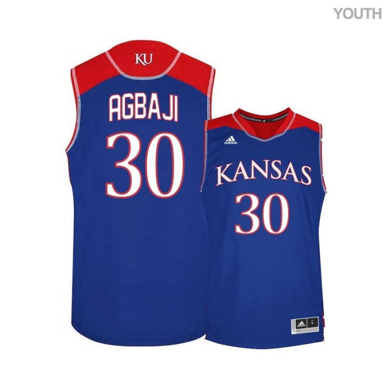 30 Ochai Agbaji Blue Kansas Jayhawks NCAA Jersey Youth