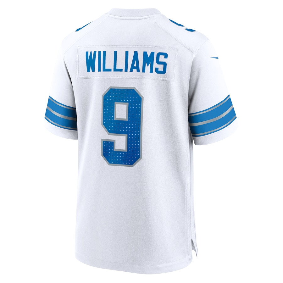 Jameson Williams 9 Detroit Lions White Game White NFL Jersey Men's