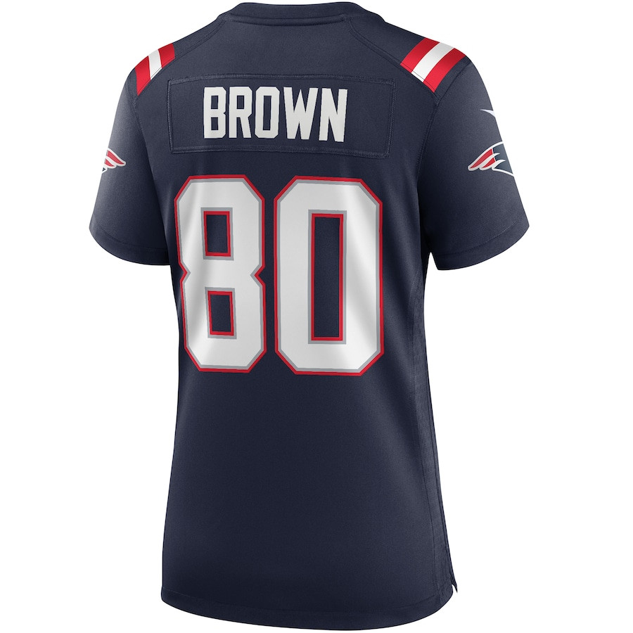 Troy Brown 80 New England Patriots Game Retired Navy NFL Jersey Women's