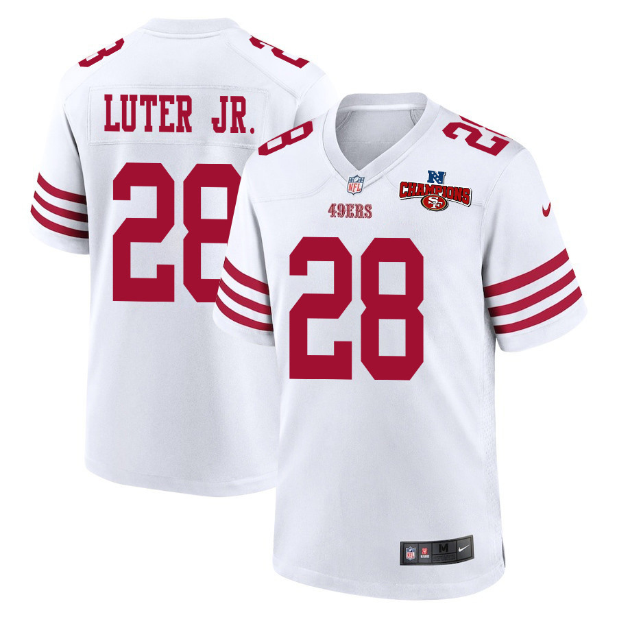 Darrell Luter Jr. 28 San Francisco 49ers NFC Champions Patch Game White NFL Jersey Men's