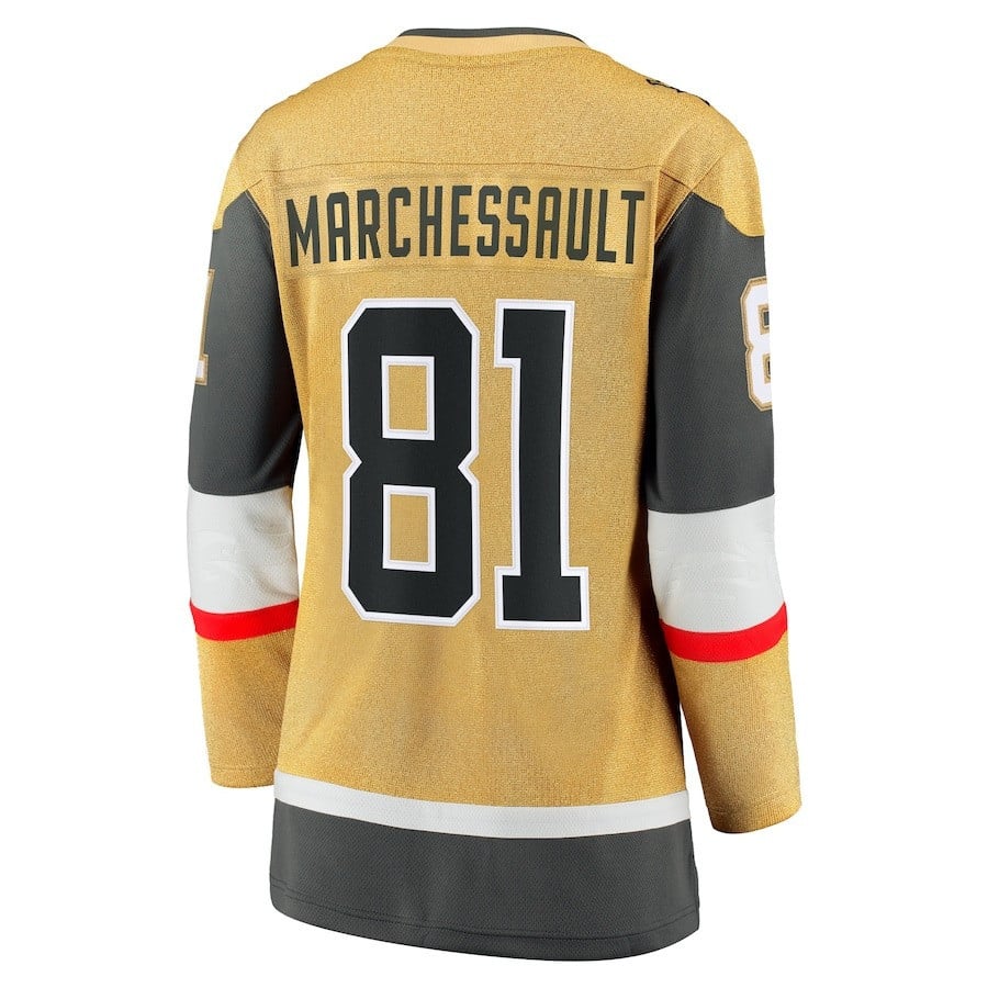 Jonathan Marchessault 81 Vegas Golden Knights 2023 Stanley Cup Final Home Breakaway Player Gold NHL Jersey Women's