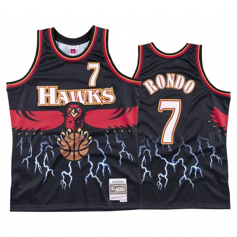 Rajon Rondo 7 Atlanta Hawks Black Lightning NBA Jersey Men's