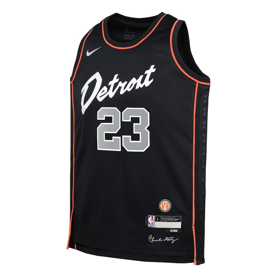 Jaden Ivey 23 Detroit Pistons 2023/24 City Edition Swingma Black NBA Jersey Youth