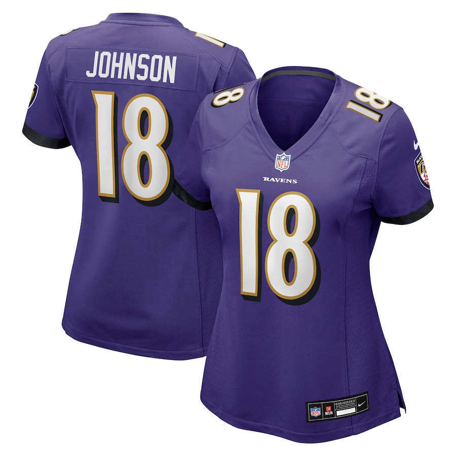 Diontae Johnson 18 Baltimore Ravens Player Game Purple NFL Jersey Women's