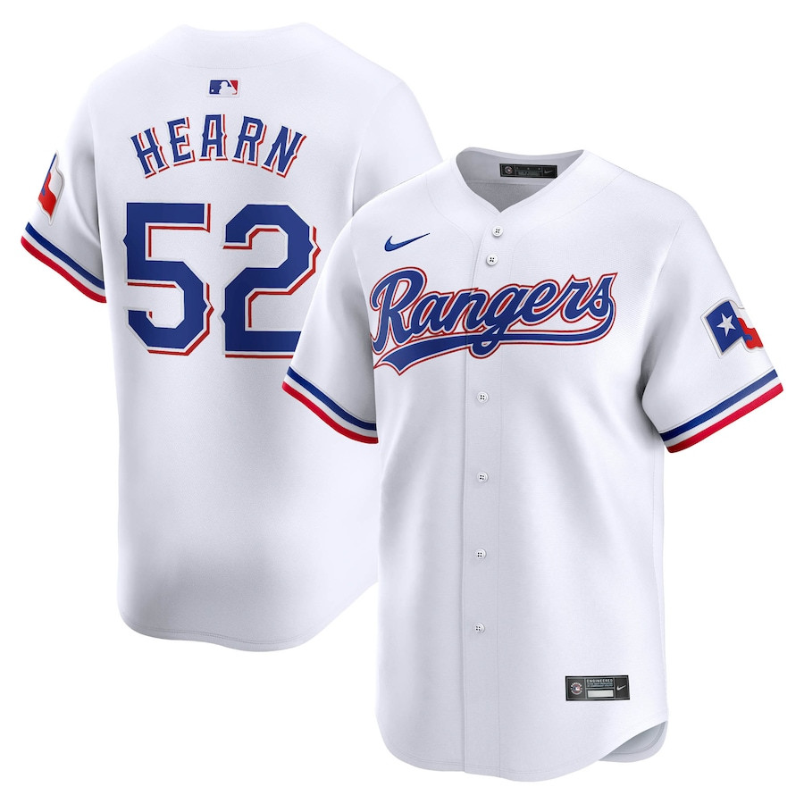 Taylor Hearn 52 Texas Rangers Home Limited Player White MLB Jersey Men's