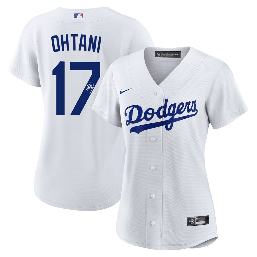 Shohei Ohtani 17 Signed Los Angeles Dodgers Home White MLB Jersey Women's