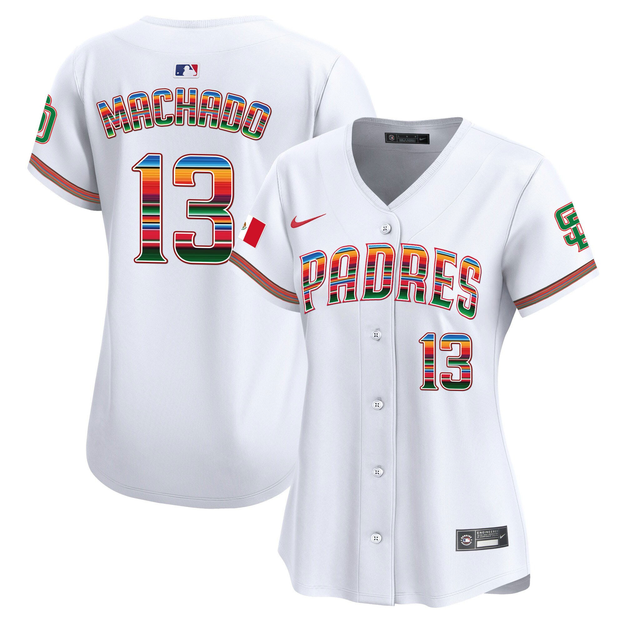 Manny Machado 13 San Diego Padres Mexico White MLB Jersey Women's