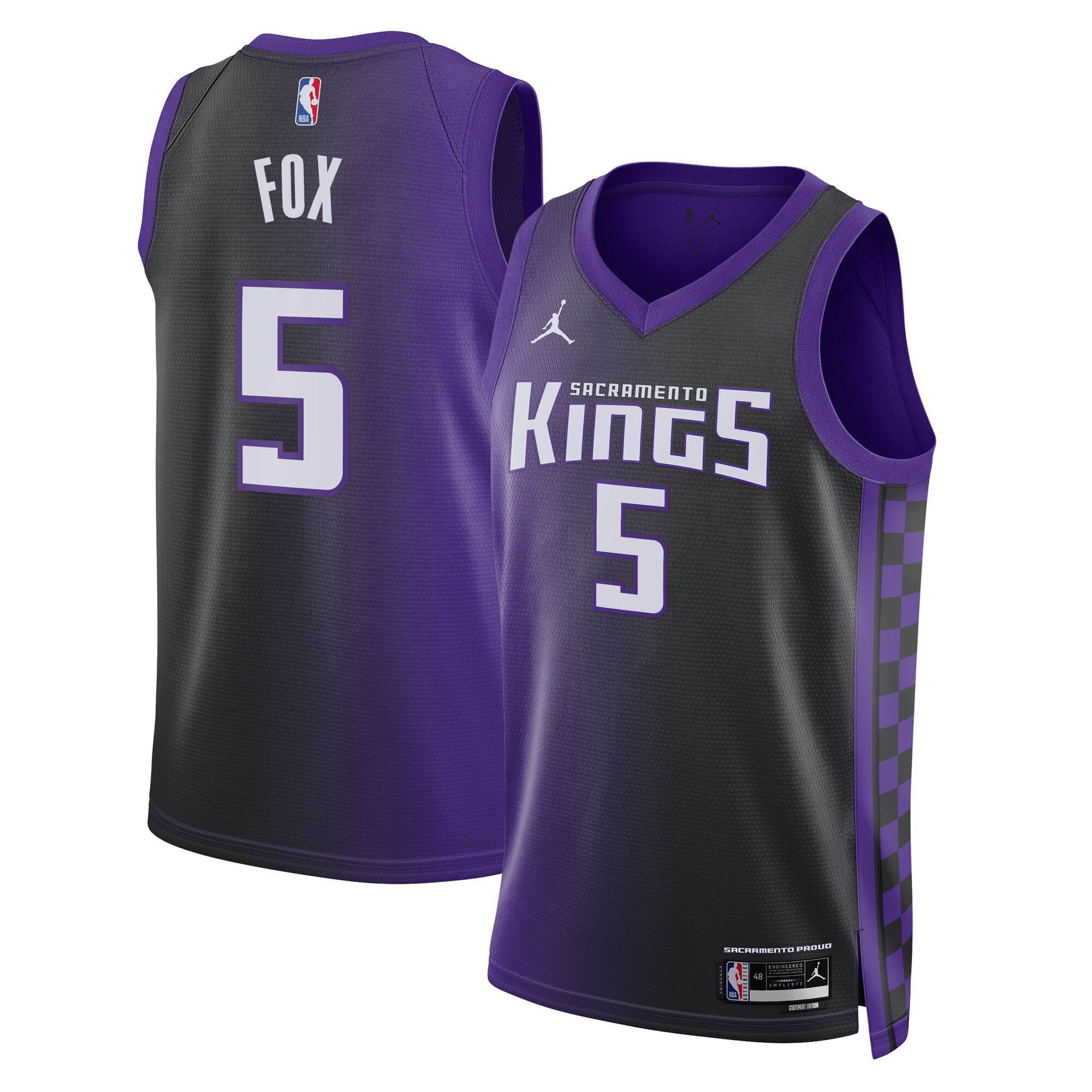 Camiseta Sacramento Kings Jordan Brand Statement Edition Swingman Purpura De'Aaron Fo Unisex NBA Jersey Unisex
