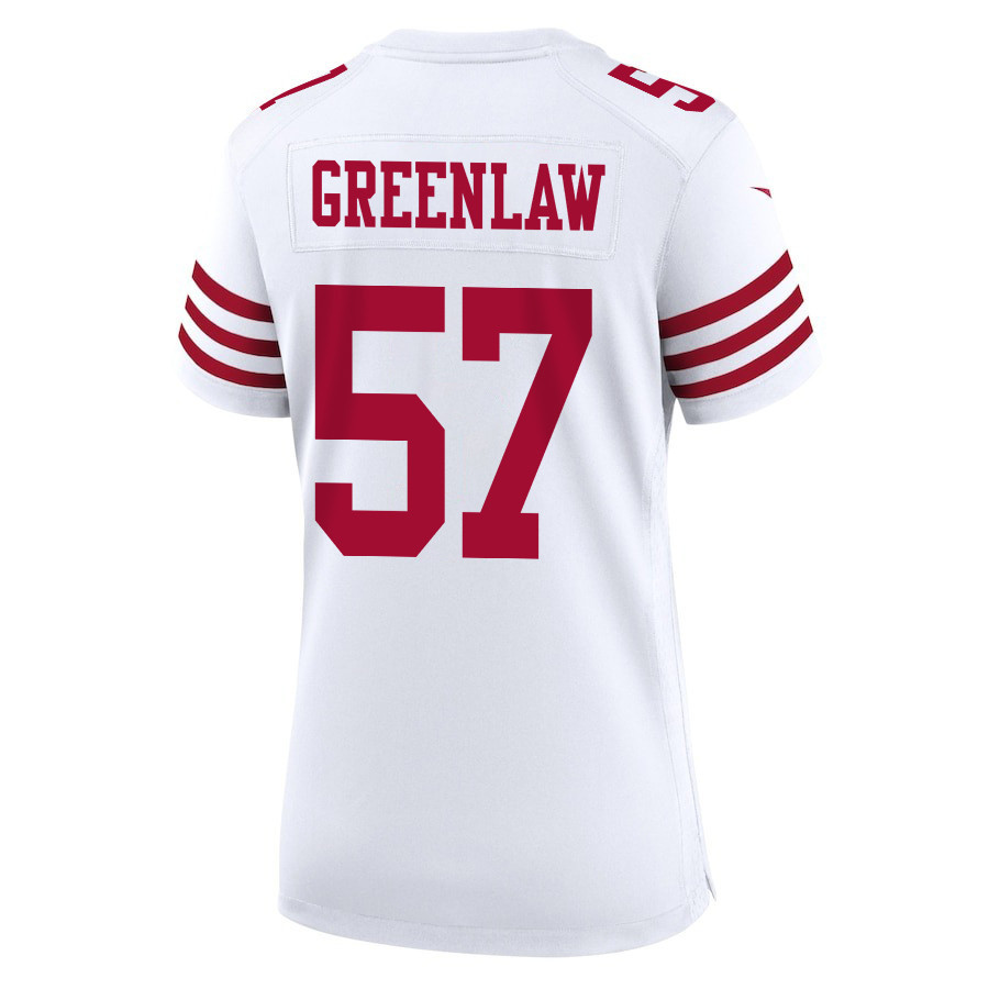 Dre Greenlaw 57 San Francisco 49ers Super Bowl LVIII Patch Game White NFL Jersey Women's