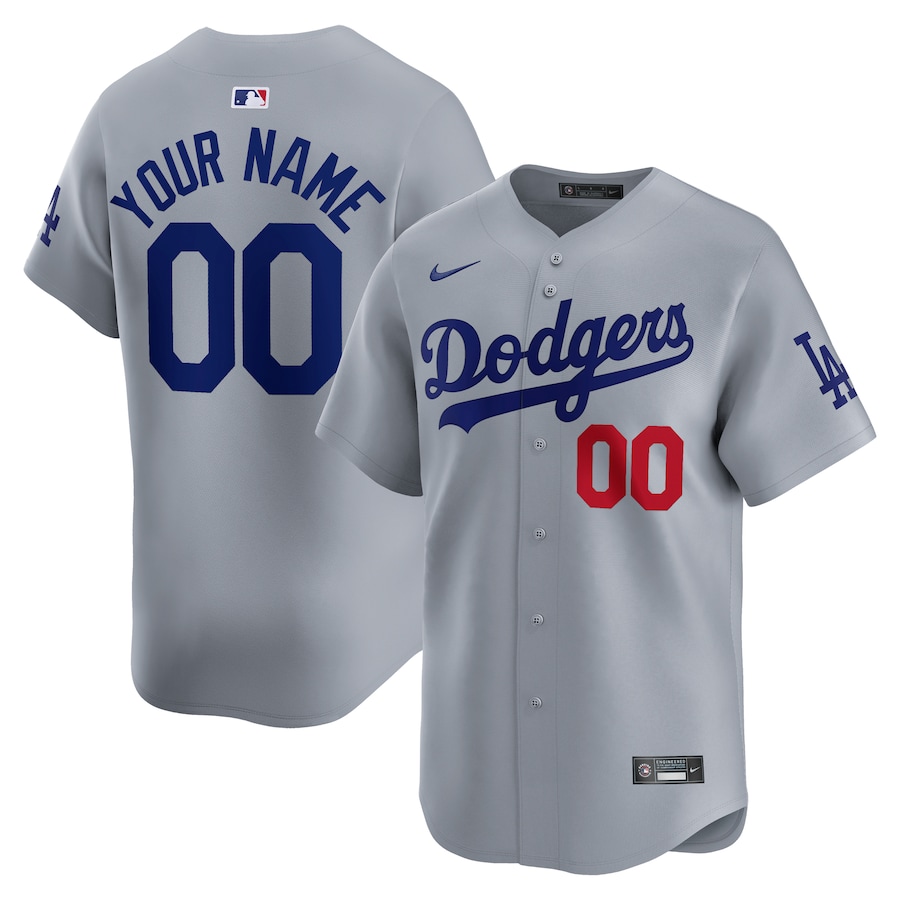 Los Angeles Dodgers Road Limited Custom Jersey Gray