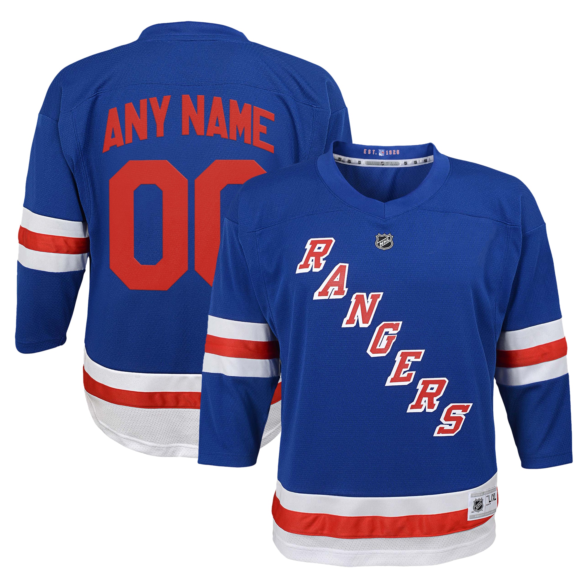 New York Rangers Blue Custom NHL Jersey Youth