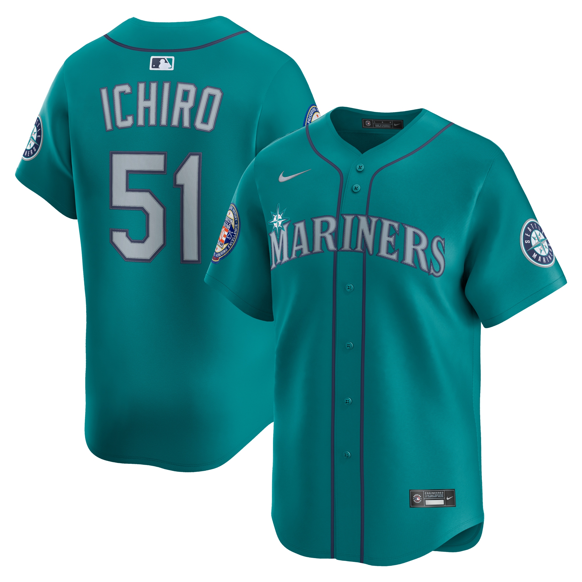 Seattle Mariners Ichiro Suzuki Aqua 2025 National Hall of Fame Alternate Limited Player MLB Jersey Men's