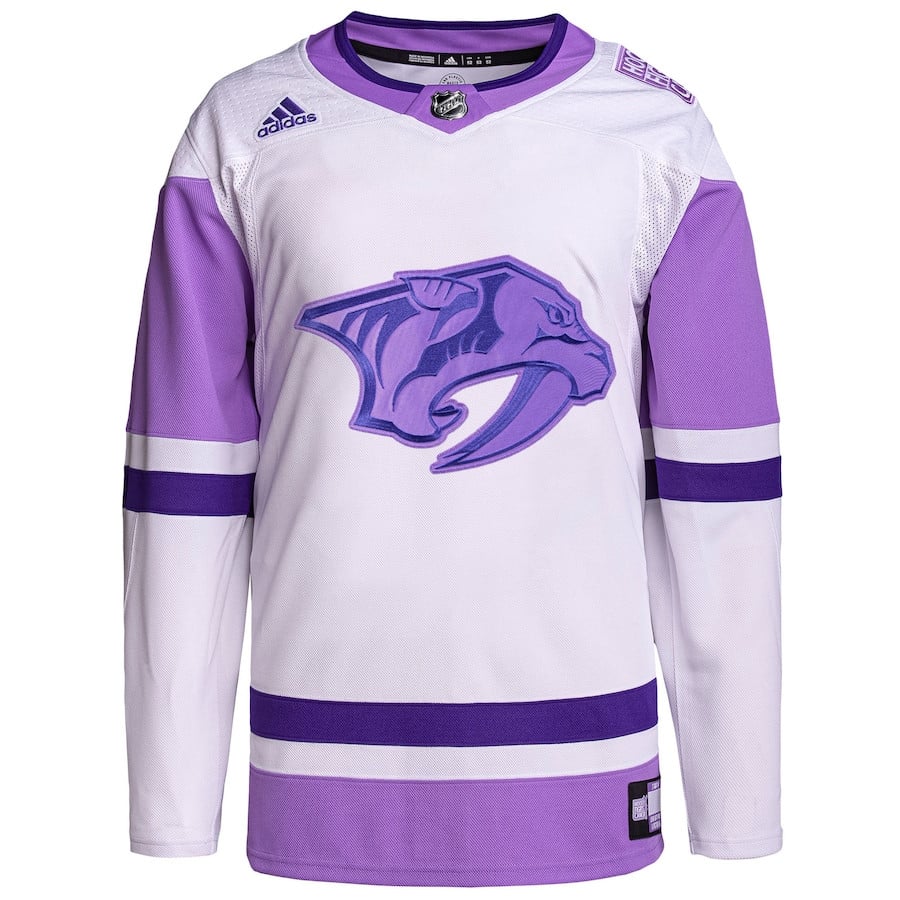 Nashville Predators Fights Cancer Primegreen Custom White/Purple NHL Jersey Men's