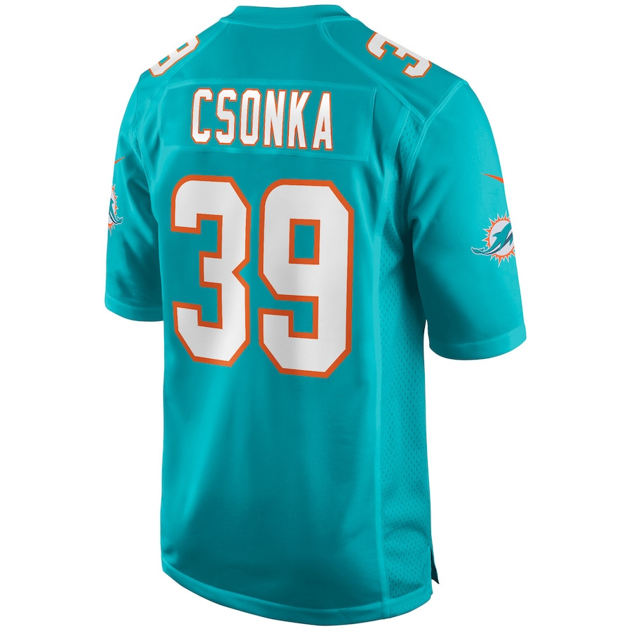 Larry Csonka 39 Miami Dolphins Game Retired Aqua NFL Jersey Men's